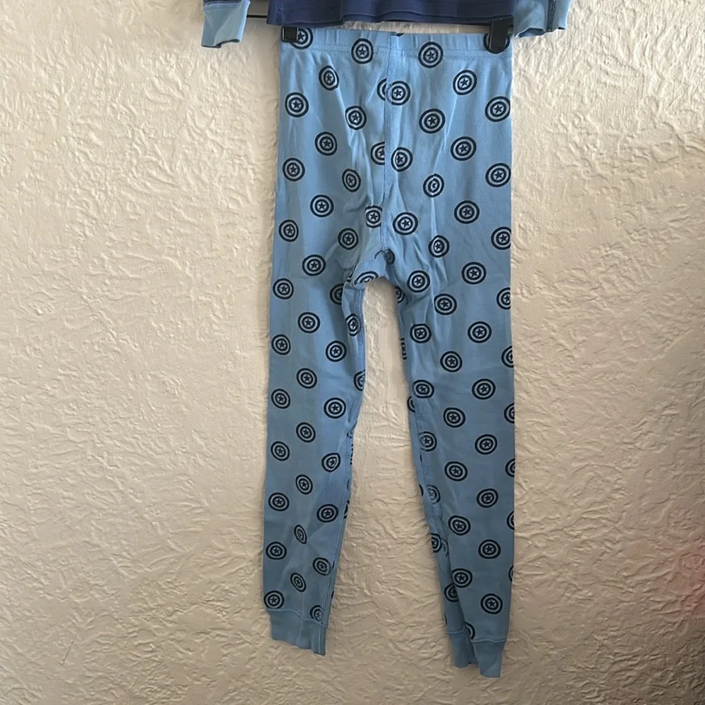 Hanna Andersson x Marvel MCU Captain America Blue Metallic Gold Pajamas Set 8